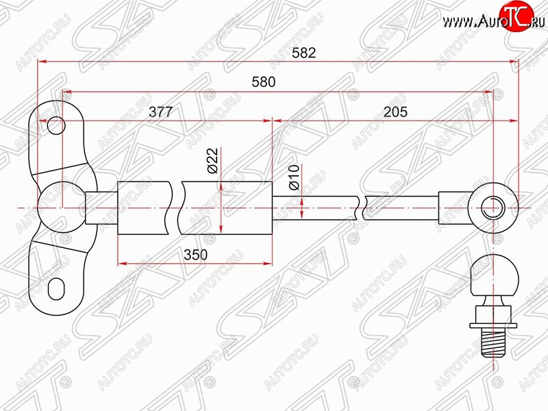 969 р. Правый упор крышки багажника SAT (газовый) Honda Odyssey 2 (1999-2003)  с доставкой в г. Вологда