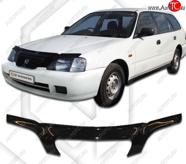 2 199 р. Дефлектор капота EL1 CA-Plastiс exclusive  Honda Orthia (1996-1998) (Classic черный, Без надписи)  с доставкой в г. Вологда