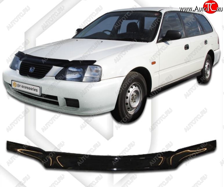 1 759 р. Дефлектор капота EL1 CA-Plastic  Honda Orthia (1996-1998) (Classic черный, Без надписи)  с доставкой в г. Вологда