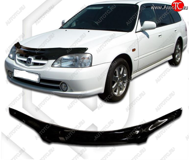 1 999 р. Дефлектор капота EL2 CA-Plastic  Honda Orthia (1999-2002) (Classic черный, Без надписи)  с доставкой в г. Вологда