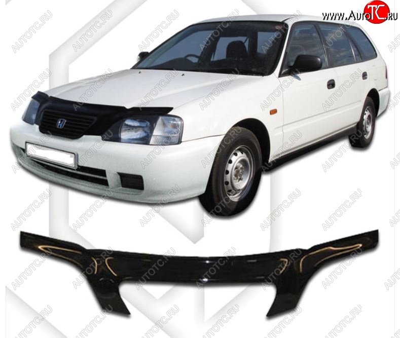 2 199 р. Дефлектор капота EL1 CA-Plastiс exclusive  Honda partner (1996-2005) (Classic черный, Без надписи)  с доставкой в г. Вологда