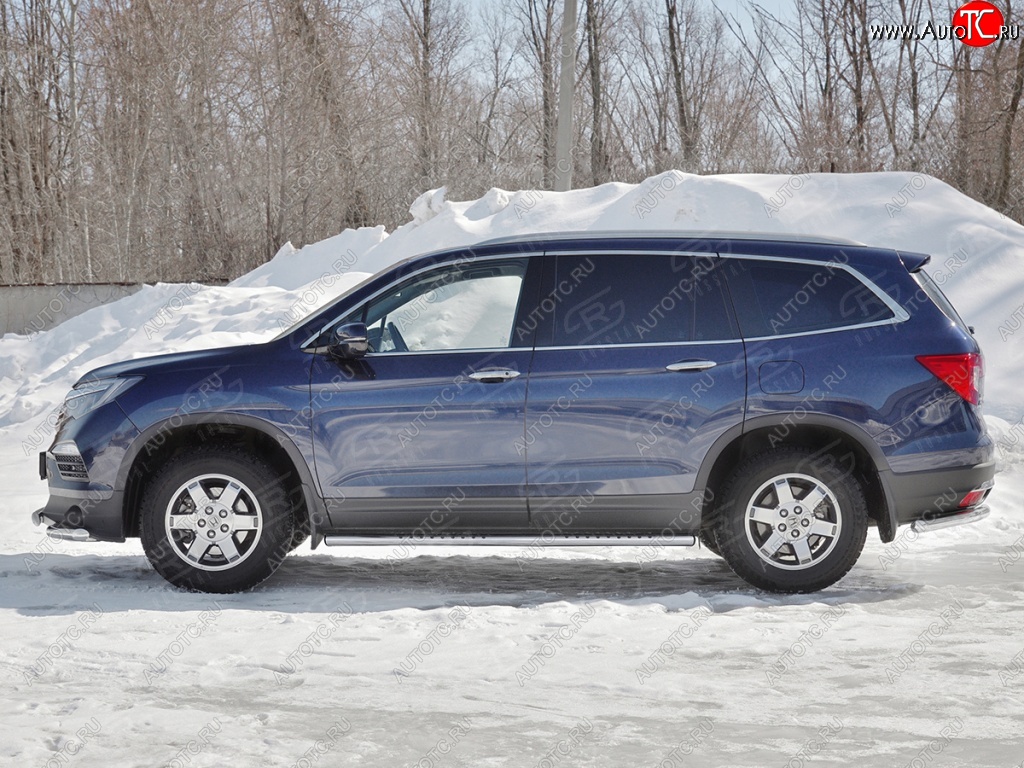 19 399 р. Пороги 120х60 Russtal (овал с поступью) Honda Pilot YF6 дорестайлинг (2016-2019)  с доставкой в г. Вологда