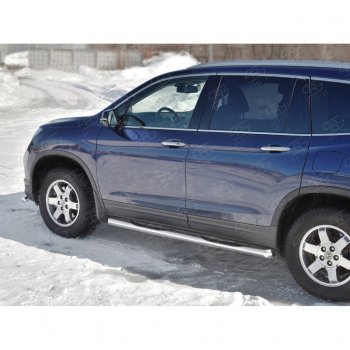 24 549 р. Пороги труба d76 с накладкой SLITKOFF (вариант №1) Honda Pilot YF6 дорестайлинг (2016-2019)  с доставкой в г. Вологда. Увеличить фотографию 3