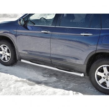 24 549 р. Пороги труба d76 с накладкой SLITKOFF (вариант №1) Honda Pilot YF6 дорестайлинг (2016-2019)  с доставкой в г. Вологда. Увеличить фотографию 4