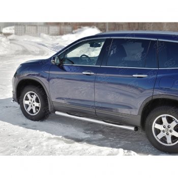 22 549 р. Пороги труба d76 с накладкой SLITKOFF (вариант №2) Honda Pilot YF6 дорестайлинг (2016-2019)  с доставкой в г. Вологда. Увеличить фотографию 3