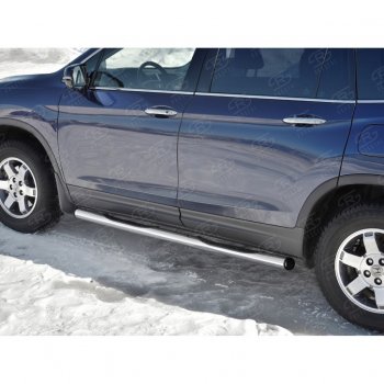 22 549 р. Пороги труба d76 с накладкой SLITKOFF (вариант №2) Honda Pilot YF6 дорестайлинг (2016-2019)  с доставкой в г. Вологда. Увеличить фотографию 4