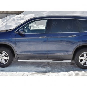 24 549 р. Пороги труба d76 с накладкой SLITKOFF (вариант №3) Honda Pilot YF6 дорестайлинг (2016-2019)  с доставкой в г. Вологда. Увеличить фотографию 2