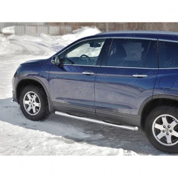 24 549 р. Пороги труба d76 с накладкой SLITKOFF (вариант №3) Honda Pilot YF6 дорестайлинг (2016-2019)  с доставкой в г. Вологда. Увеличить фотографию 3