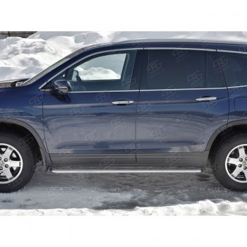 22 999 р. Пороги труба с листом d42 SLITKOFF (вариант №2) Honda Pilot YF6 дорестайлинг (2016-2019)  с доставкой в г. Вологда. Увеличить фотографию 2