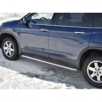 22 999 р. Пороги труба с листом d42 SLITKOFF (вариант №2) Honda Pilot YF6 дорестайлинг (2016-2019)  с доставкой в г. Вологда. Увеличить фотографию 4