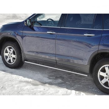 16 649 р. Пороги d75х42 Russtal (овал с проступью) Honda Pilot YF6 дорестайлинг (2016-2019)  с доставкой в г. Вологда. Увеличить фотографию 4
