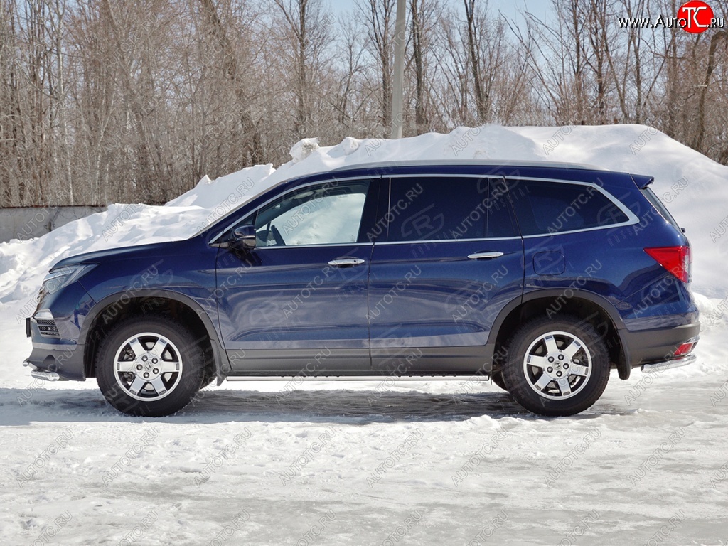 16 649 р. Пороги d75х42 Russtal (овал с проступью) Honda Pilot YF6 дорестайлинг (2016-2019)  с доставкой в г. Вологда