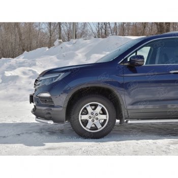 19 499 р. Защита переднего бампера (Ø63 мм, нержавейка) SLITKOFF Honda Pilot YF6 дорестайлинг (2016-2019)  с доставкой в г. Вологда. Увеличить фотографию 2