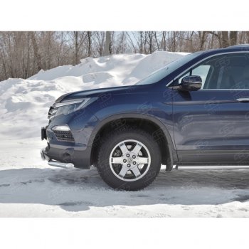 17 299 р. Защита переднего бампера (2 трубы Ø63 и 75х42 мм, нержавейка) Russtal Honda Pilot YF6 дорестайлинг (2016-2019)  с доставкой в г. Вологда. Увеличить фотографию 2