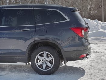 19 799 р. Защита заднего бампера (2 трубы Ø63 и 42 мм, нержавейка) SLITKOFF Honda Pilot YF6 дорестайлинг (2016-2019)  с доставкой в г. Вологда. Увеличить фотографию 3