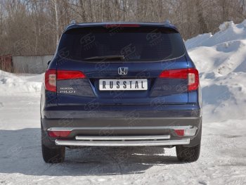 19 799 р. Защита заднего бампера (2 трубы Ø63 и 42 мм, нержавейка) SLITKOFF Honda Pilot YF6 дорестайлинг (2016-2019)  с доставкой в г. Вологда. Увеличить фотографию 4