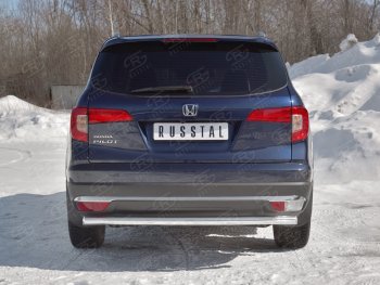 18 999 р. Защита заднего бампера (Ø63 мм, нержавейка) SLITKOFF Honda Pilot YF6 дорестайлинг (2016-2019)  с доставкой в г. Вологда. Увеличить фотографию 4