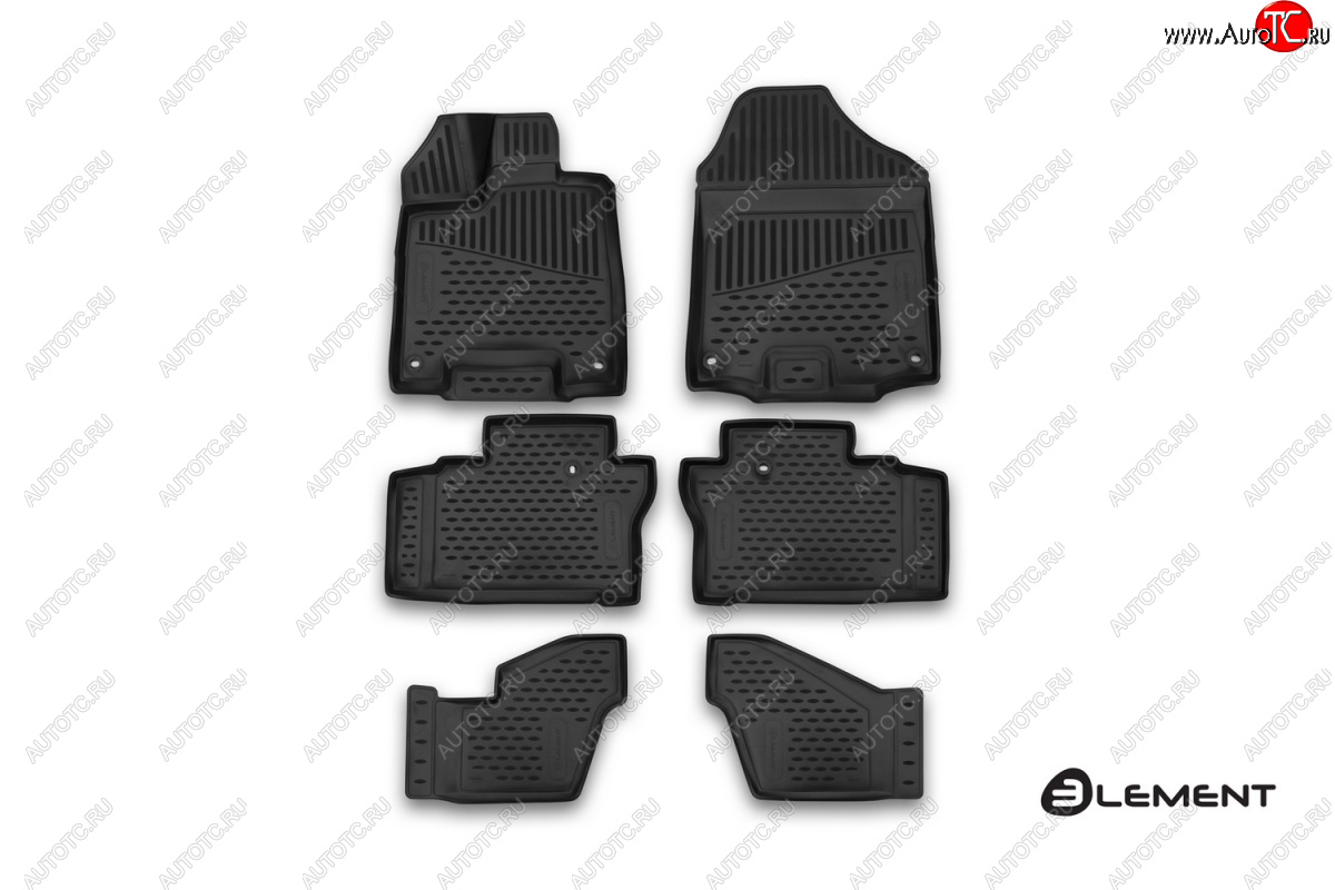 3 089 р. Коврики в салон Element 3D (полиуретан, 6 шт.)  Honda Pilot  YF6 (2018-2021) рестайлинг (Черные)  с доставкой в г. Вологда