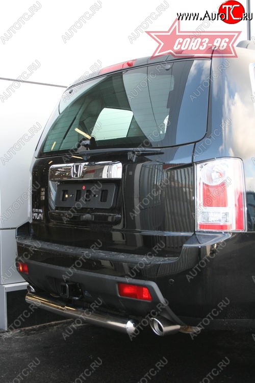11 024 р. Защита заднего бампера Souz-96 (d76) Honda Pilot YF4 рестайлинг (2011-2015)  с доставкой в г. Вологда