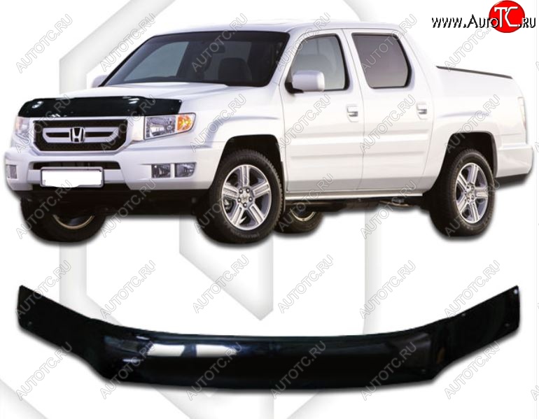 2 079 р. Дефлектор капота CA-Plastic  Honda Ridgeline  YK1 (2005-2008) дорестайлинг (Classic черный, Без надписи)  с доставкой в г. Вологда