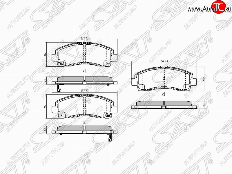 1 429 р. Колодки тормозные (передние) SAT  Honda Ridgeline  YK1 (2005-2008) дорестайлинг  с доставкой в г. Вологда