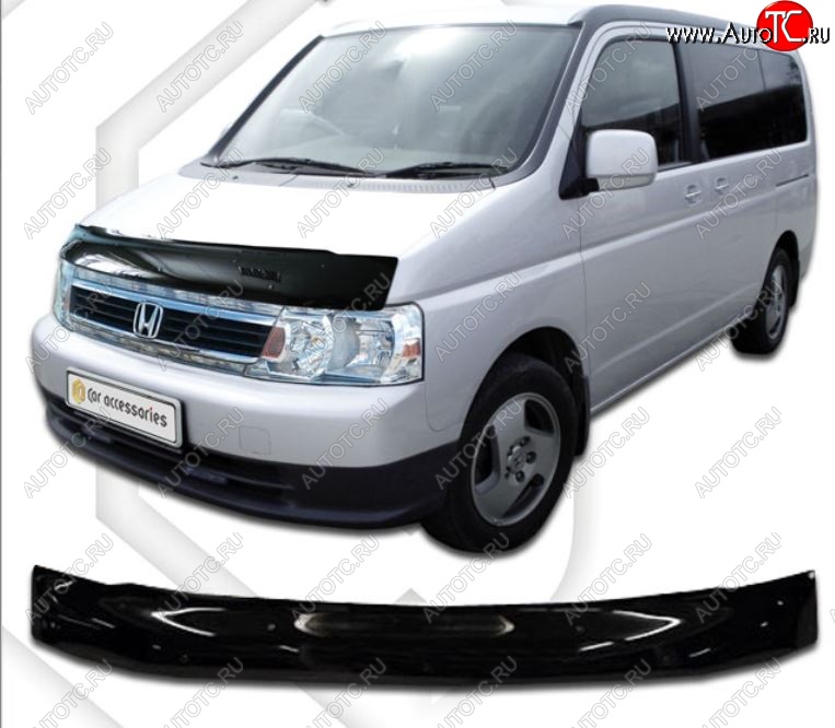 2 079 р. Дефлектор капота (RF3-RF8) CA-Plastic Honda StepWagon RF3,RF4 минивэн дорестайлинг (2001-2003) (Classic черный, Без надписи)  с доставкой в г. Вологда