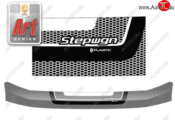 2 299 р. Дефлектор капота (RF3-RF8) CA-Plastiс  Honda StepWagon  RF3,RF4 (2001-2003) минивэн дорестайлинг (Серия Art черная)  с доставкой в г. Вологда