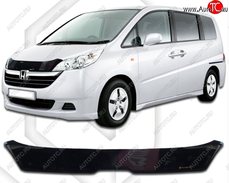 1 899 р. Дефлектор капота CA-Plastic  Honda StepWagon  RG (2005-2007) минивэн дорестайлинг (Classic черный, Без надписи)  с доставкой в г. Вологда