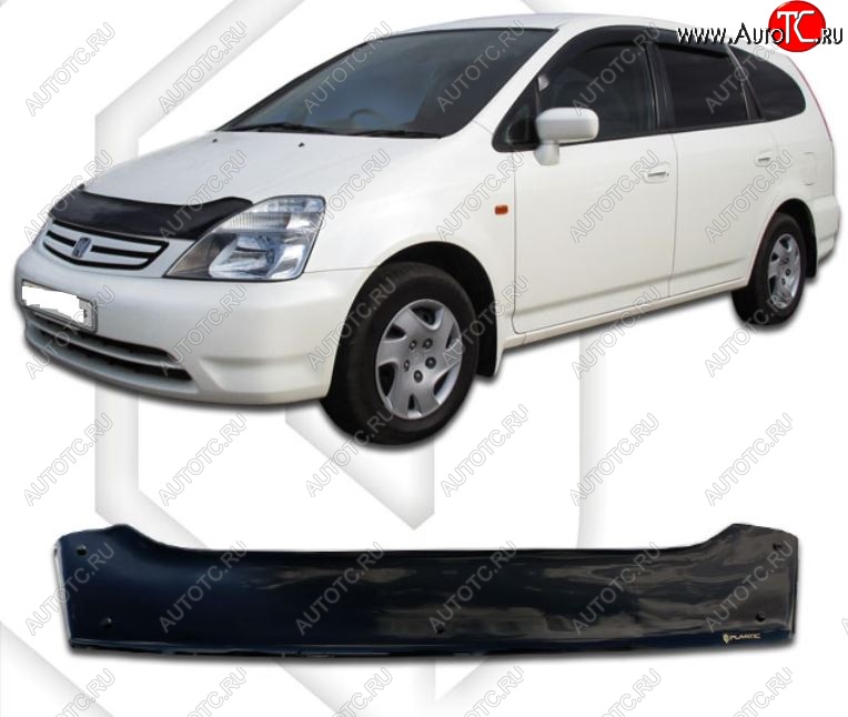 2 159 р. Дефлектор капота CA-Plastic  Honda Stream  1 RN1,RN3 (2000-2004)  дорестайлинг (Classic черный, Без надписи)  с доставкой в г. Вологда