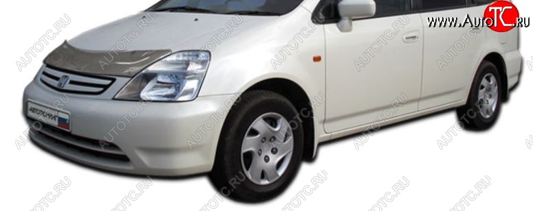 2 599 р. Дефлектор капота CA-Plastic  Honda Stream  1 RN1,RN3 (2000-2004)  дорестайлинг (Шелкография карбон-серебро)  с доставкой в г. Вологда