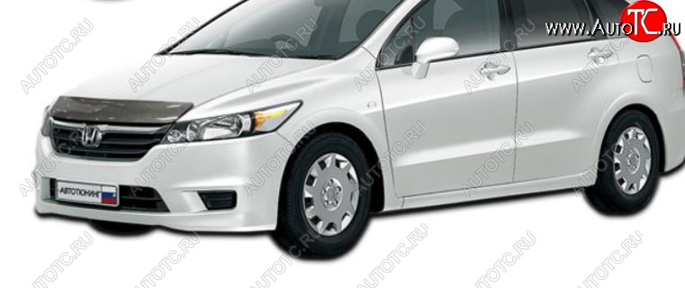 2 599 р. Дефлектор капота CA-Plastic  Honda Stream  2 RN6,RN7, RN8, RN9 (2006-2009) дорестайлинг (Шелкография карбон-серебро)  с доставкой в г. Вологда