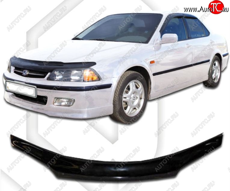 1 999 р. Дефлектор капота (CF3-CF5, CL1, CL3) CA-Plastic Honda Tourneo 1 CF дорестайлинг (1997-2000) (Classic черный, Без надписи)  с доставкой в г. Вологда