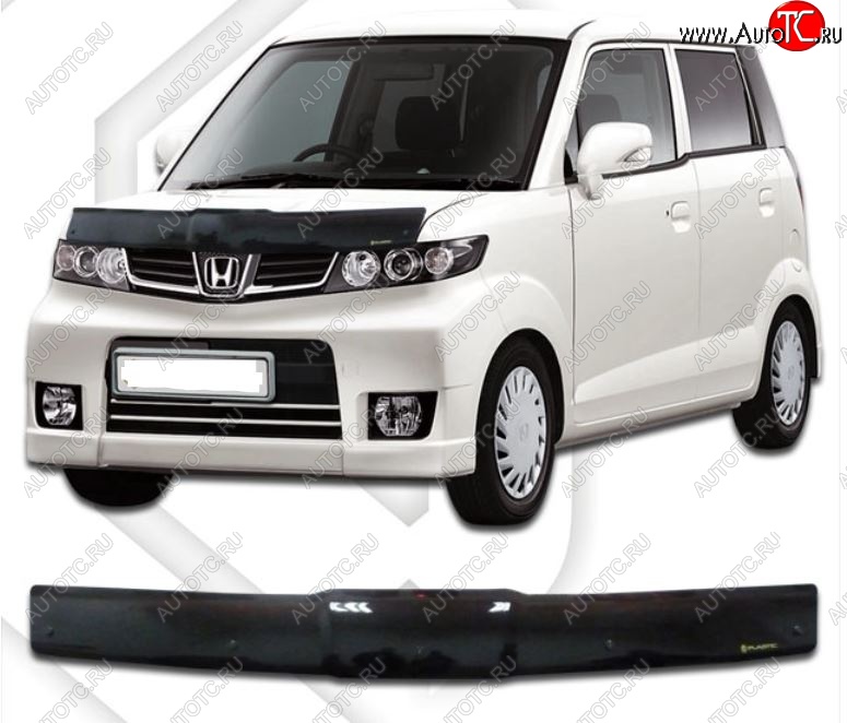 1 899 р. Дефлектор капота CA-Plastiс  Honda Zest Spark (2006-2012) (Classic черный, Без надписи)  с доставкой в г. Вологда
