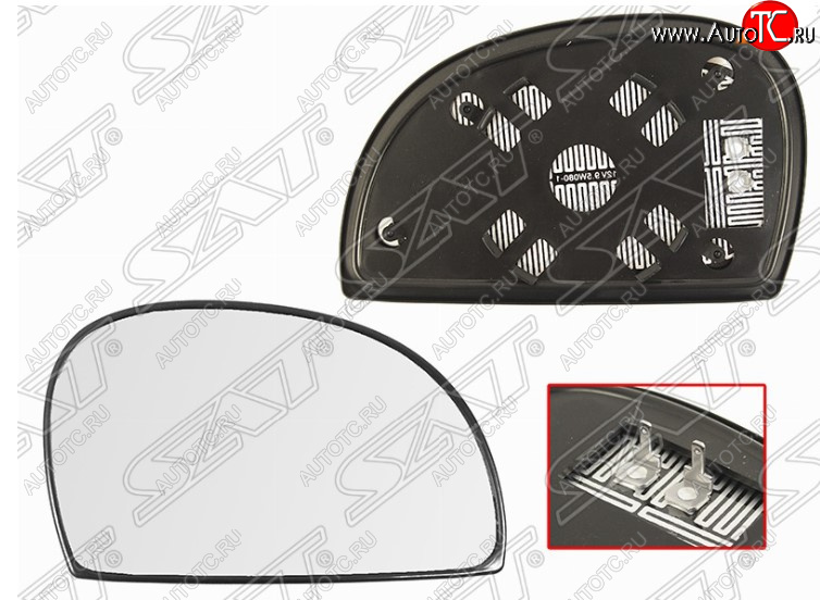 679 р. Правое полотно зеркала SAT (сферическое с обогревом) Hyundai Accent 2 LC седан дорестайлинг (ТагАЗ) (1999-2012)  с доставкой в г. Вологда
