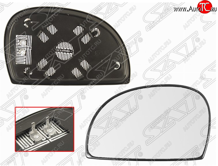 679 р. Левое полотно зеркала SAT (сферическое с обогревом) Hyundai Accent 2 LC седан дорестайлинг (ТагАЗ) (1999-2012)  с доставкой в г. Вологда
