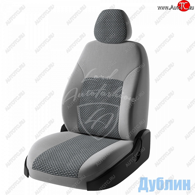 5 749 р. Чехлы для сидений Lord Autofashion Дублин (жаккард, спинка 40/60, 2 П-образных подголовника)  Hyundai Accent  седан ТагАЗ (2001-2012) (Серый, вставка Сеул серый)  с доставкой в г. Вологда