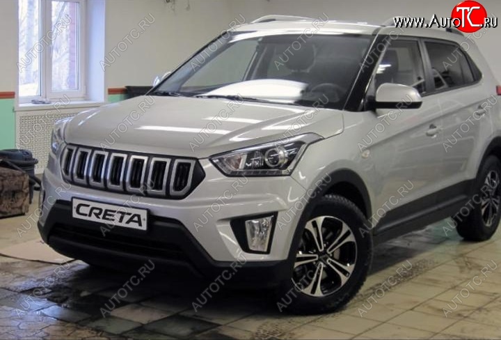 8 099 р. Решётка радиатора Next Hyundai Creta GS дорестайлинг (2015-2019) (цвет: Чёрный матовый с серебристым выделением ноздрей)  с доставкой в г. Вологда