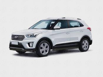 Защита переднего бампера (Ø63 и 42 мм) SLITKOFF Hyundai Creta GS рестайлинг (2019-2021) (нержавейка с полимерным покрытием, черный)