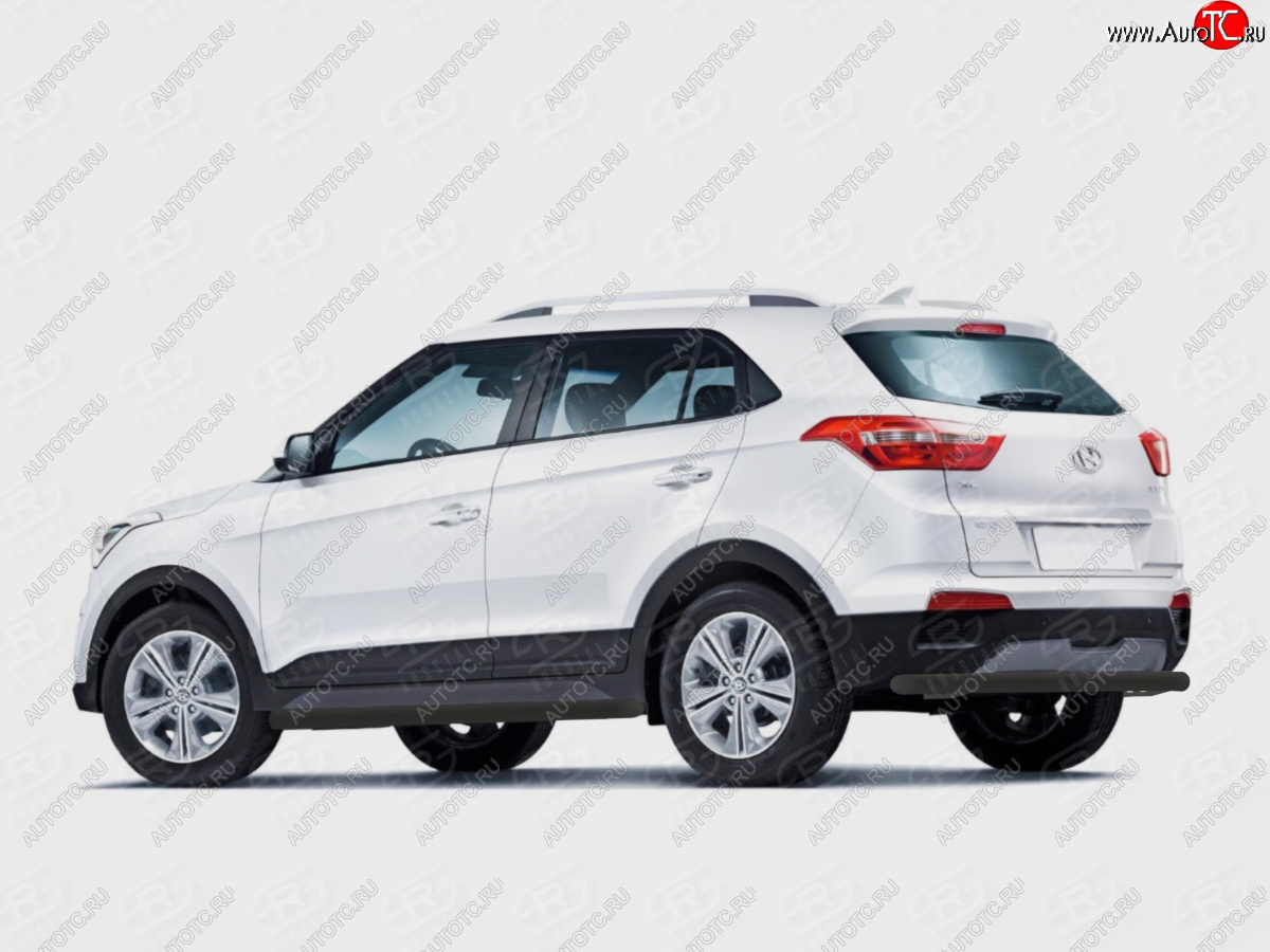 9 999 р. Защита заднего бампера (Ø63 мм, с полимерным покрытием) SLITKOFF Hyundai Creta GS дорестайлинг (2015-2019) (цвет: черный)  с доставкой в г. Вологда