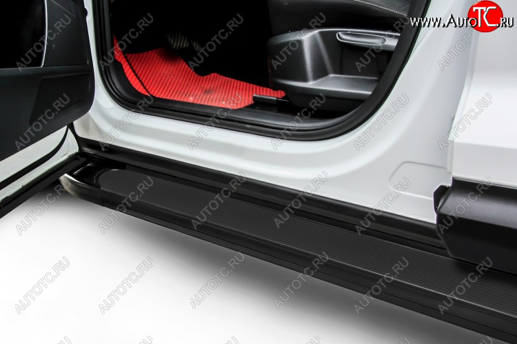 13 349 р. Пороги алюминиевые Slitkoff Hyundai Creta GS дорестайлинг (2015-2019) (Optima Black)  с доставкой в г. Вологда