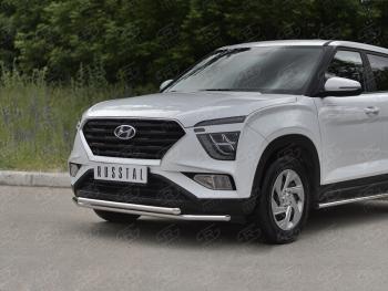 14 999 р. Защита переднего бампера (2 трубы Ø42 мм, нержавейка) SLITKOFF Hyundai Creta SU (2020-2022)  с доставкой в г. Вологда. Увеличить фотографию 2
