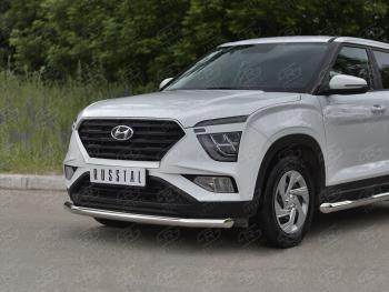 14 549 р. Защита переднего бампера (Ø63 мм, нержавейка) SLITKOFF Hyundai Creta SU (2020-2022)  с доставкой в г. Вологда. Увеличить фотографию 2
