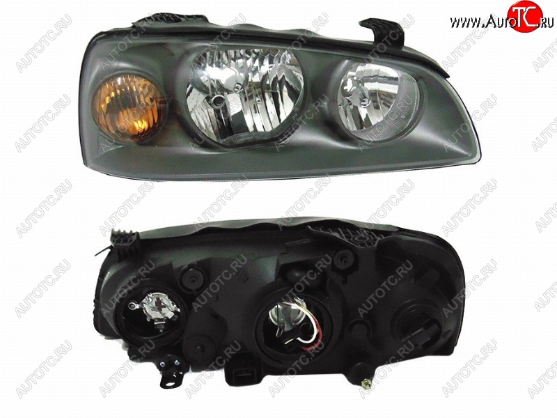 2 499 р. Правая передняя фара SAT (черная)  Hyundai Elantra  XD2 (2003-2010) рестайлинг седан  с доставкой в г. Вологда