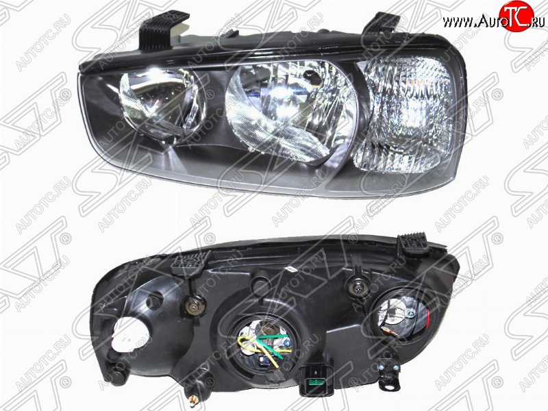 3 799 р. Фара левая передняя SAT Hyundai Elantra XD седан дорестайлинг (2000-2003) (черная)  с доставкой в г. Вологда