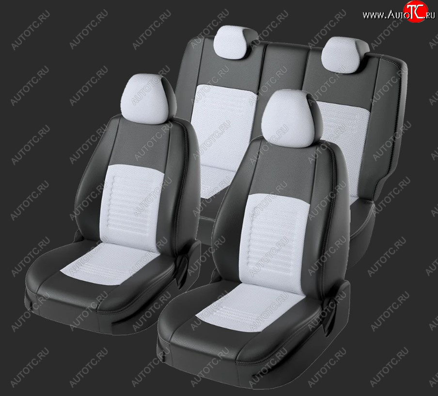 6 799 р. Чехлы для сидений Lord Autofashion Турин (экокожа, спинка 40/60+отд. бок, 2 Г-образных подголовника) Hyundai Elantra HD (2006-2011) (Черный, вставка белая)  с доставкой в г. Вологда