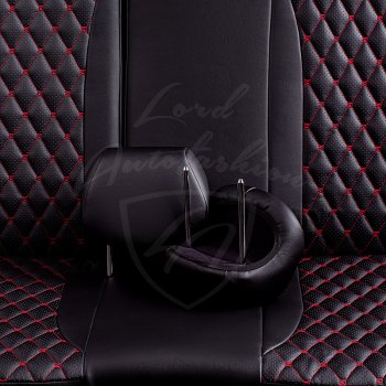 13 949 р. Чехлы для сидений Lord Autofashion Байрон (экокожа) Hyundai Elantra MD дорестайлинг (2010-2013) (Черный, вставка черная, строчка красная)  с доставкой в г. Вологда. Увеличить фотографию 6