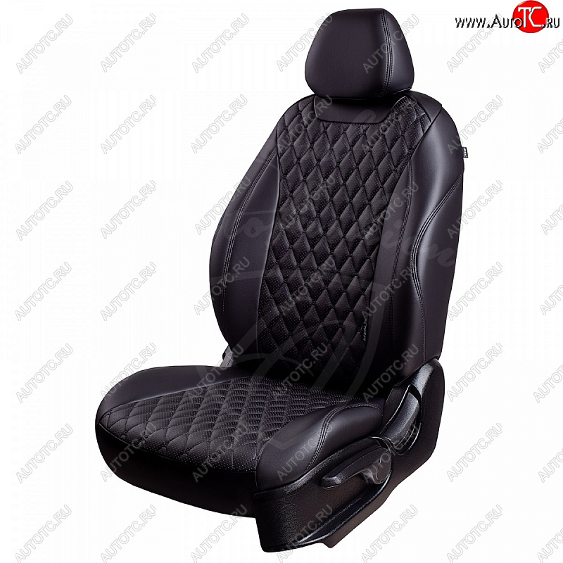 13 949 р. Чехлы для сидений Lord Autofashion Байрон (экокожа, раздельная спинка, с подлокотником, 2 П + 1 Г-образные подголовники) Hyundai Elantra MD дорестайлинг (2010-2013) (Черный, вставка черная, строчка черная)  с доставкой в г. Вологда