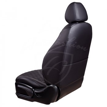 13 949 р. Чехлы для сидений Lord Autofashion Байрон (экокожа, раздельная спинка, с подлокотником, 2 П + 1 Г-образные подголовники) Hyundai Elantra MD дорестайлинг (2010-2013) (Черный, вставка черная, строчка черная)  с доставкой в г. Вологда. Увеличить фотографию 4