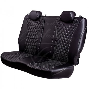 13 949 р. Чехлы для сидений Lord Autofashion Байрон (экокожа, раздельная спинка, с подлокотником, 2 П + 1 Г-образные подголовники) Hyundai Elantra MD дорестайлинг (2010-2013) (Черный, вставка черная, строчка черная)  с доставкой в г. Вологда. Увеличить фотографию 5