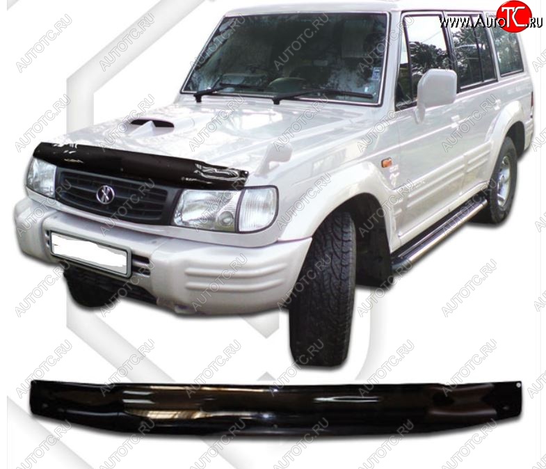 1 899 р. Дефлектор капота CA-Plastic  Hyundai Galloper (1998-2003) 5 дв. (Classic черный, Без надписи)  с доставкой в г. Вологда